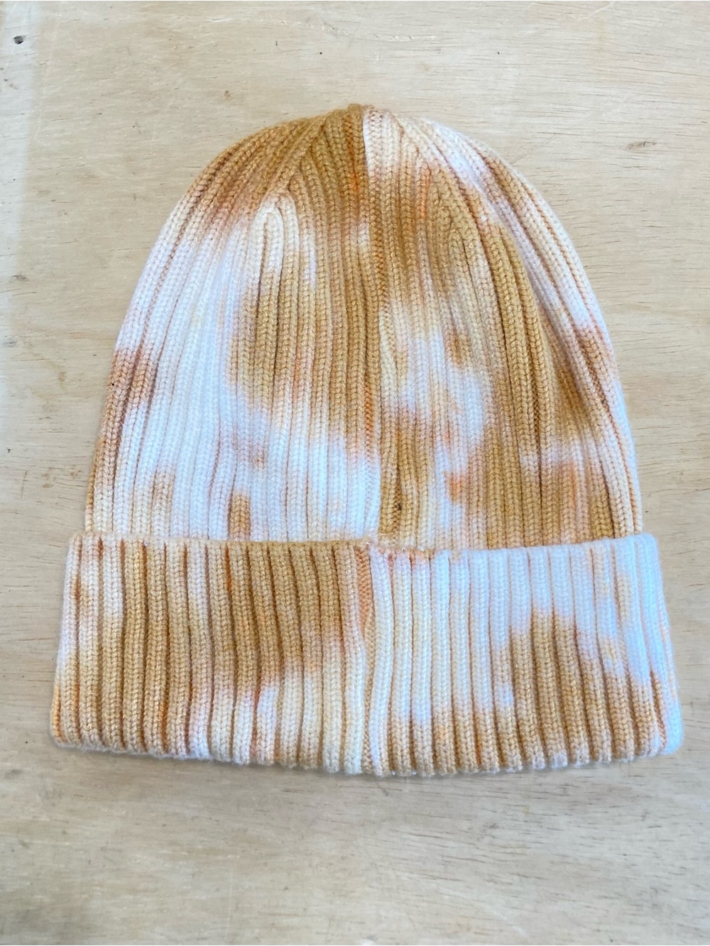 Free People Kids Tie-Dye Ribbed Beanie - Cream & Tan